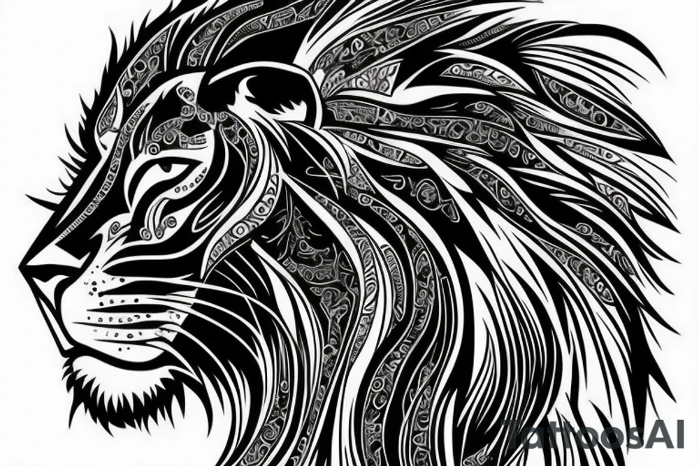 lion with blue eyes an a watch tattoo idea