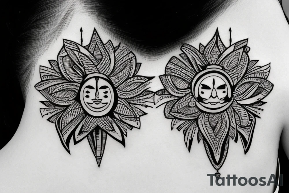 Tattoo on the side of head with ancient curonian symbols tattoo idea