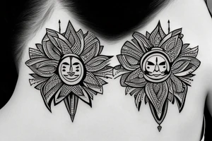 Tattoo on the side of head with ancient curonian symbols tattoo idea