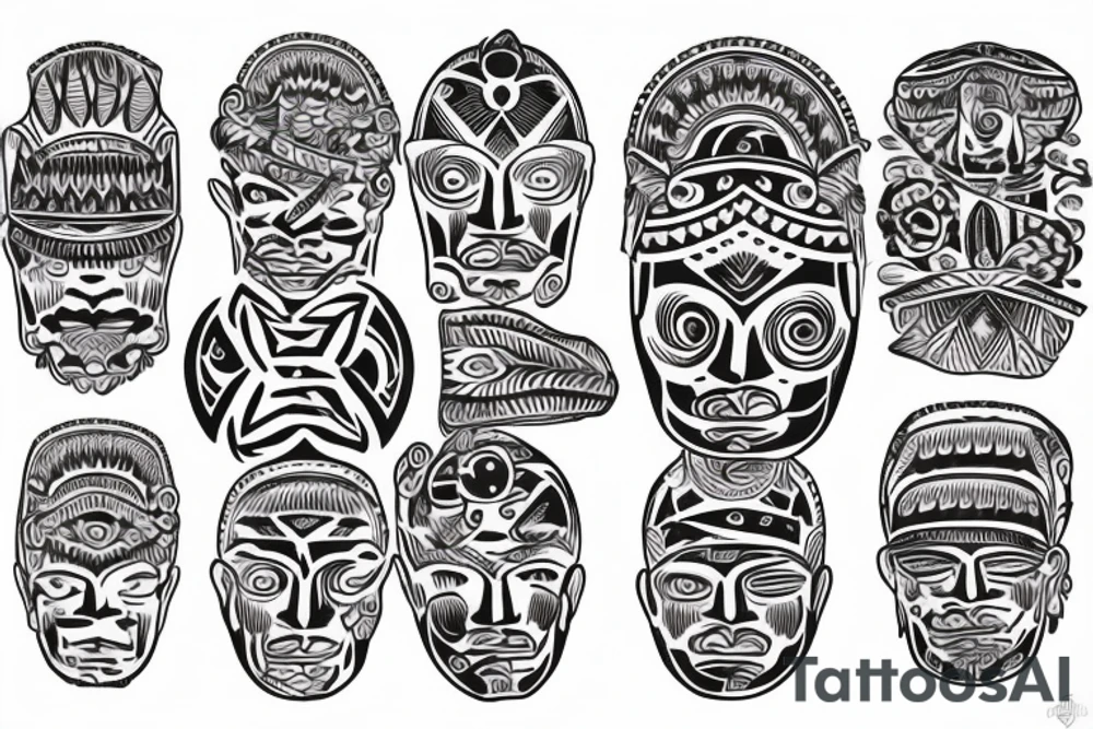 Tattoo on the side of head with ancient curonian symbols tattoo idea