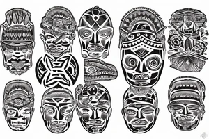 Tattoo on the side of head with ancient curonian symbols tattoo idea