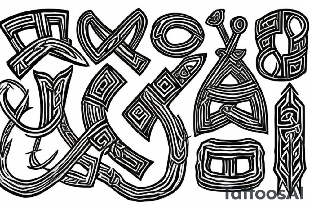 Full left sem in viking runes tattoo idea