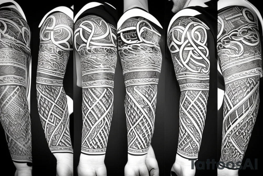 Full left arm in viking tattoo idea