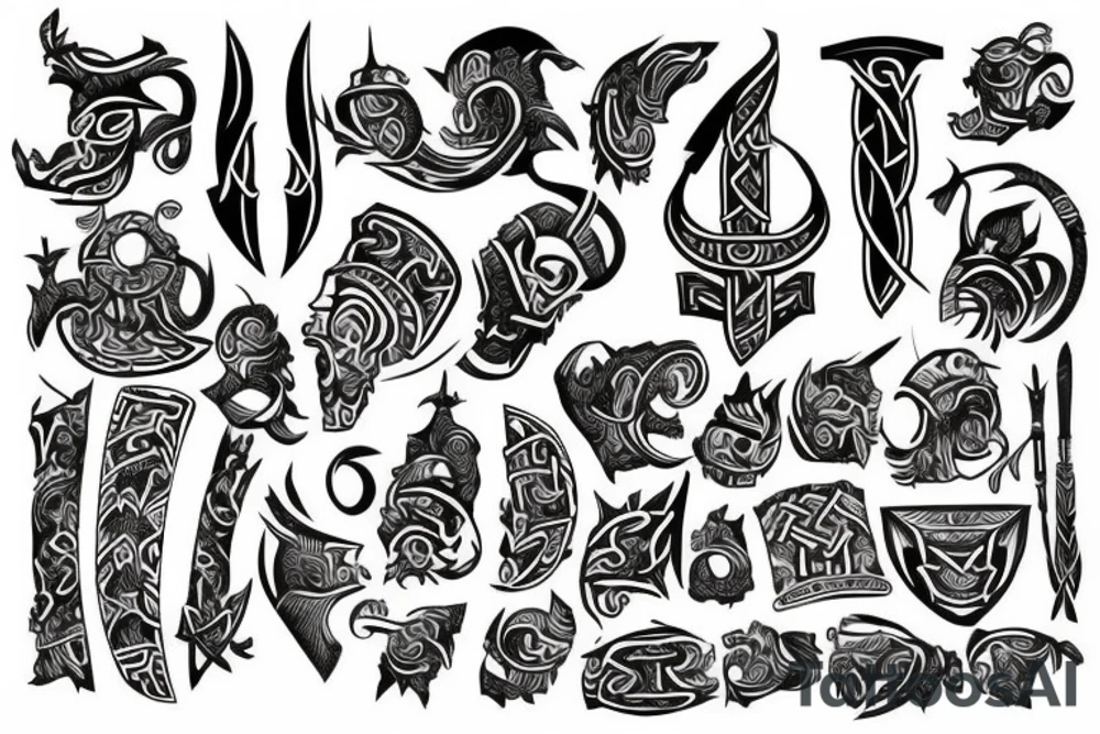 Full left arm in viking tattoo idea