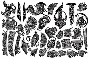 Full left arm in viking tattoo idea