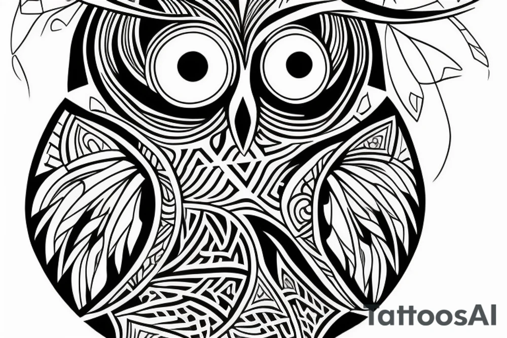 An owl facing towards me tattoo idea