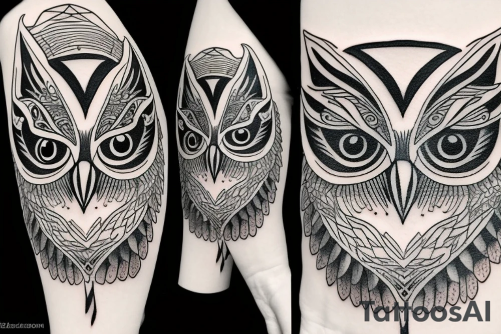 An owl facing towards me tattoo idea