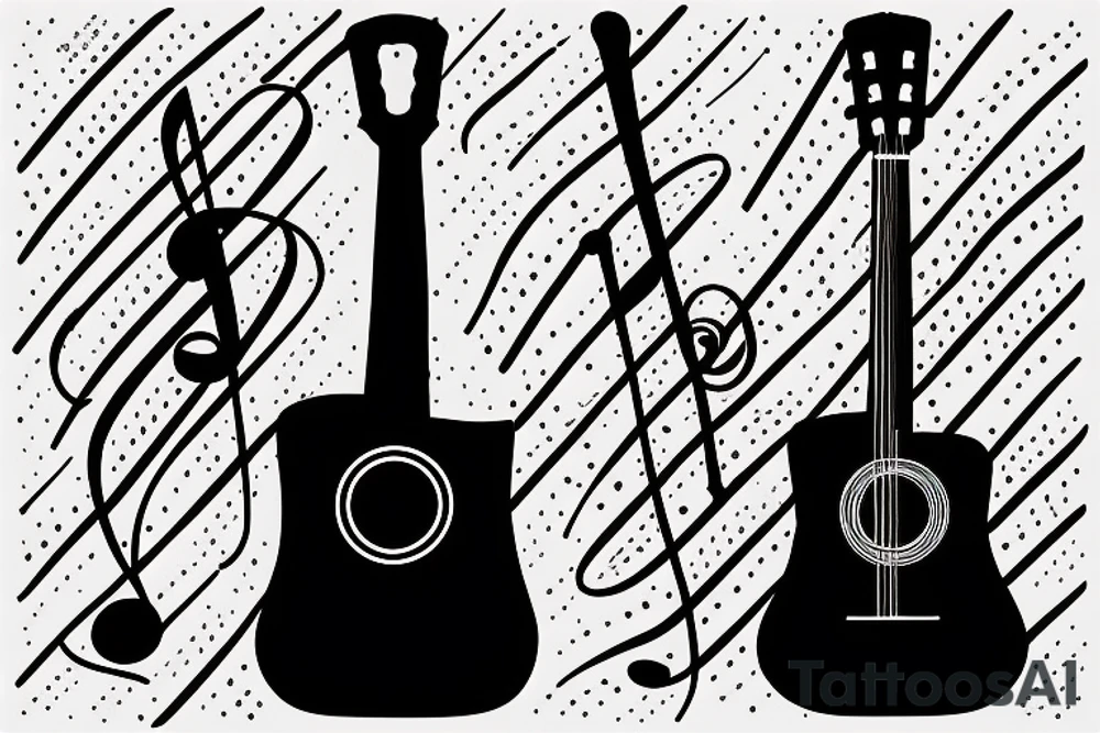 Treble clef as an acoustic guitar tattoo idea