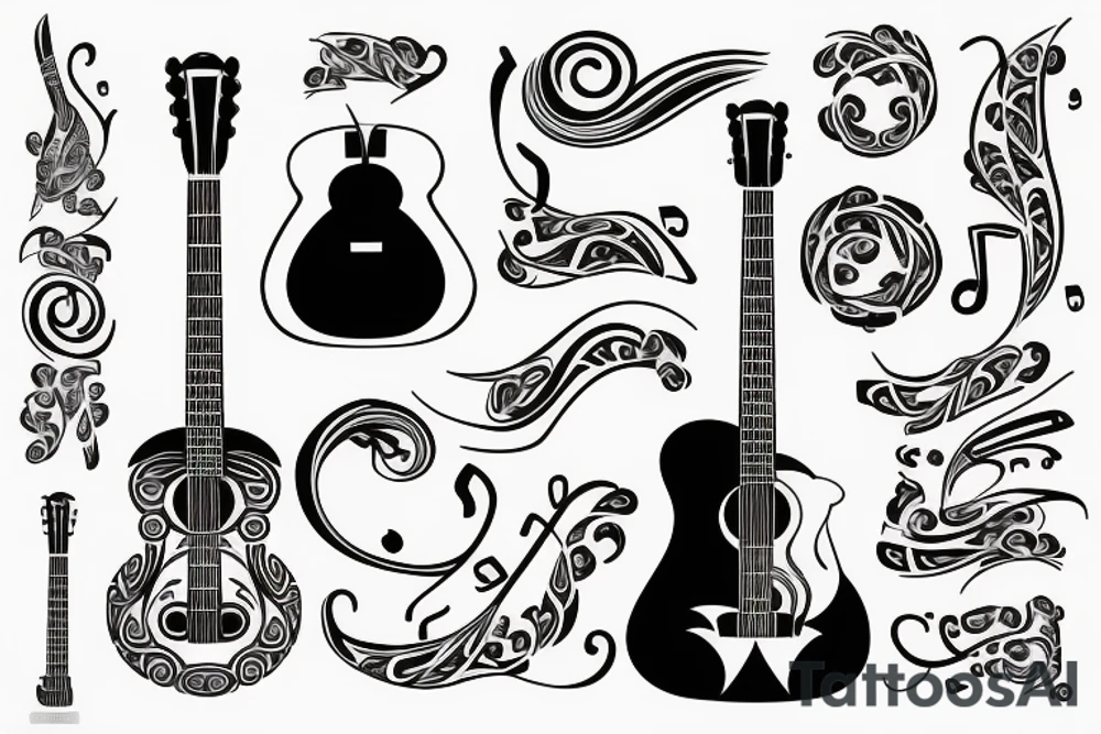 Treble clef as an acoustic guitar tattoo idea