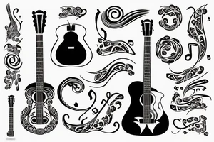 Treble clef as an acoustic guitar tattoo idea