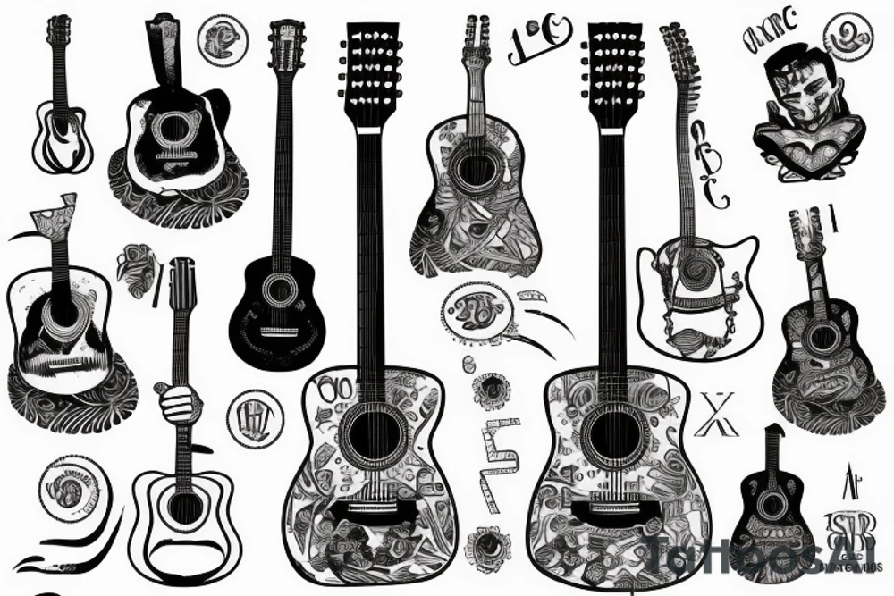 The number 8 as an acoustic guitar tattoo idea