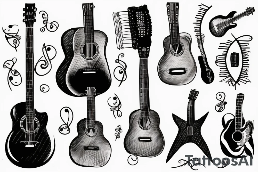 The number 8 as an acoustic guitar tattoo idea