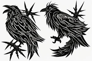 Raven silhouette spiky tattoo idea