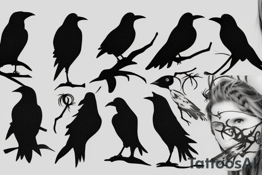 Raven silhouette tattoo idea