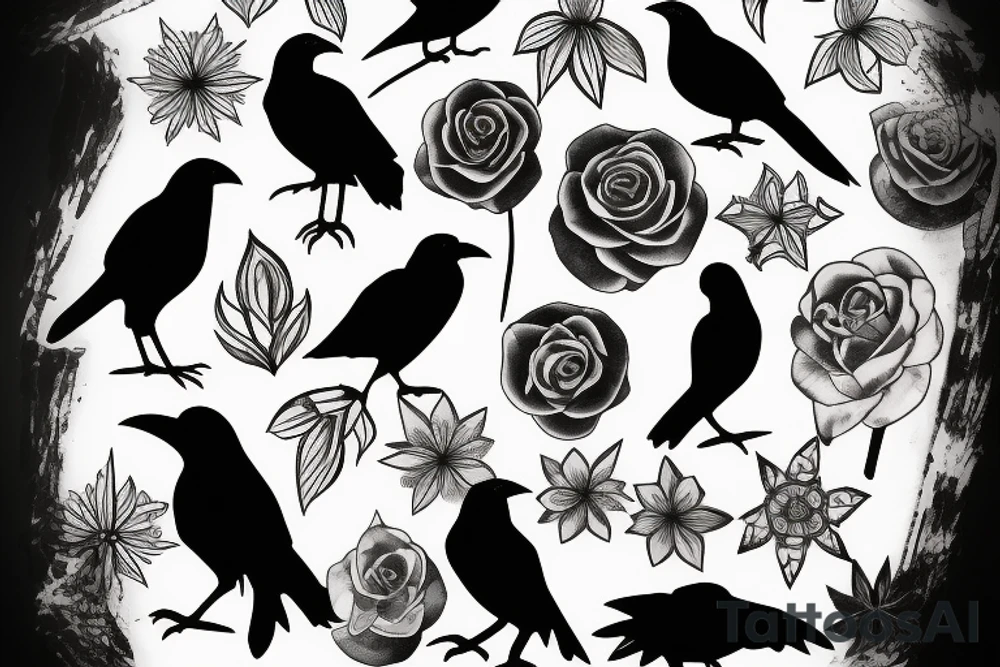 Raven silhouette tattoo idea