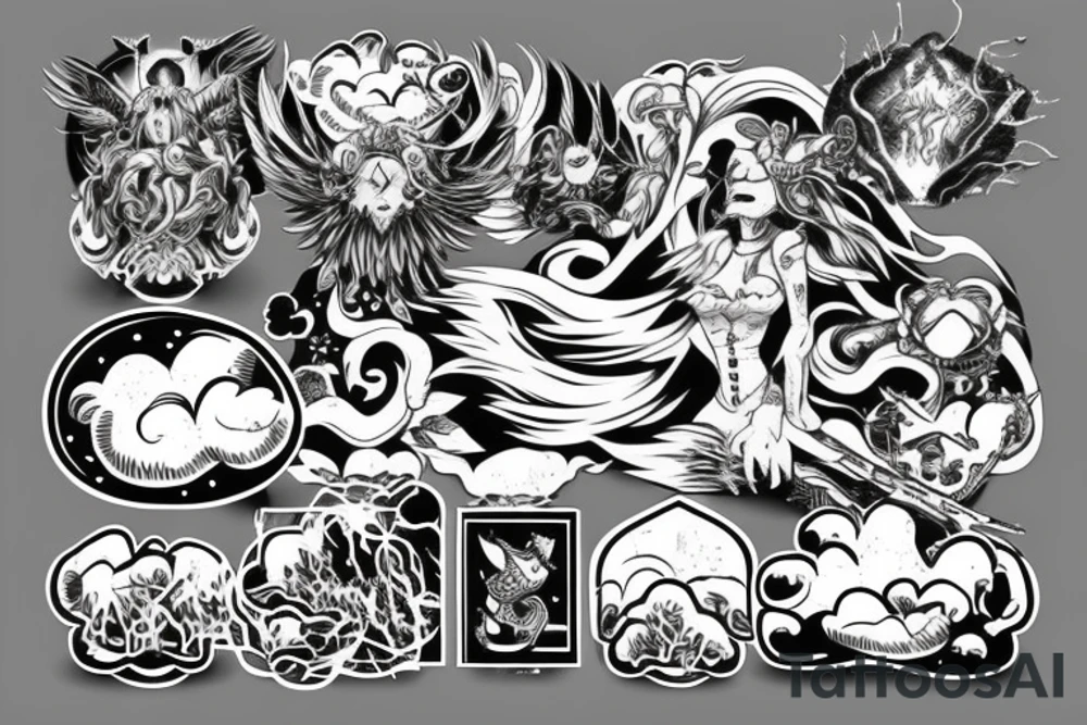 clouds dark fantasy tattoo idea