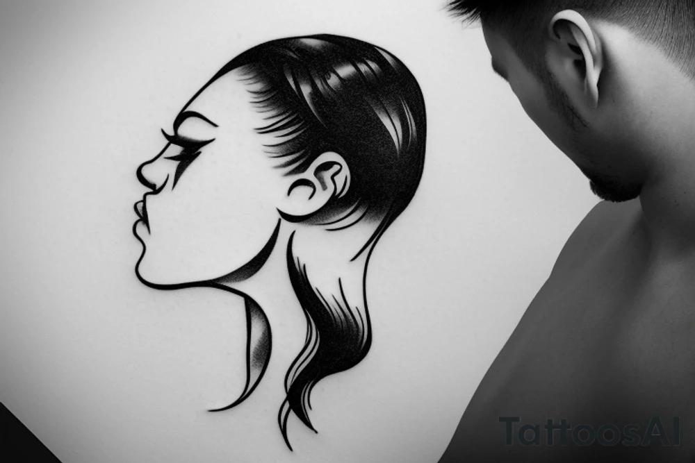 Baby face side profile Silhouette with beautiful background and special meaning tattoo idea