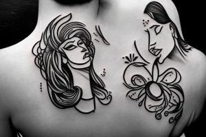 Babyface side profile Silhouette with beautiful background and special meaning tattoo idea