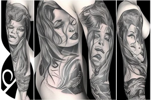 Fall angel Kill women in bikini tattoo idea