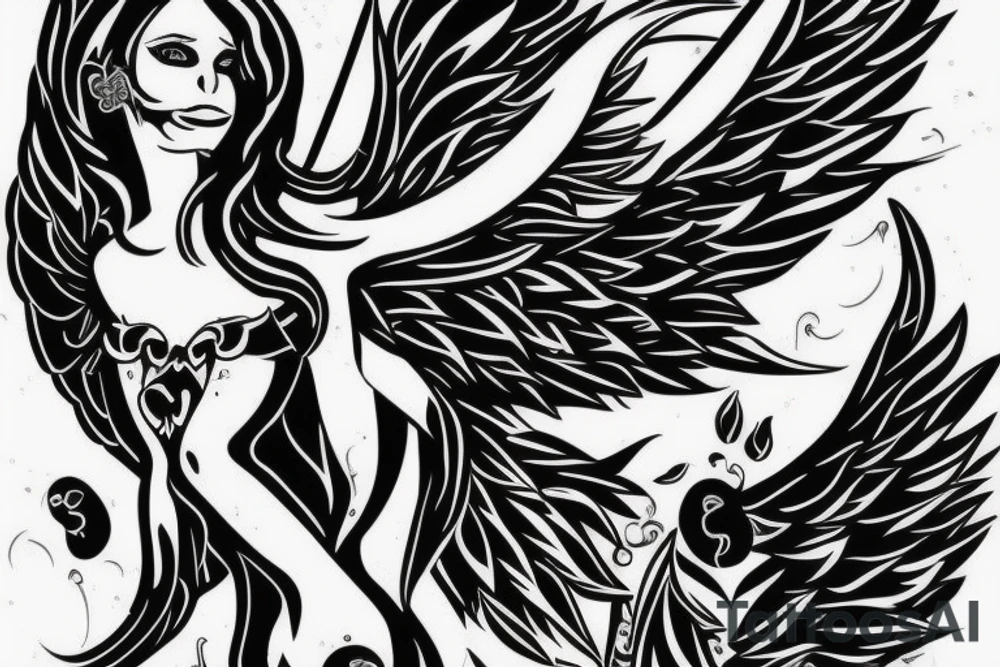 Fall angel Kill women tattoo idea