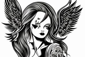 Fall angel Kill women tattoo idea