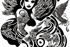 Fall angel Kill women tattoo idea