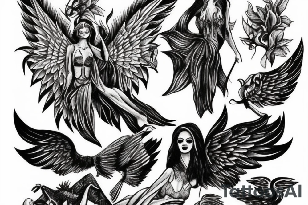 Fall angel Kill women tattoo idea