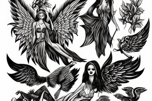 Fall angel Kill women tattoo idea