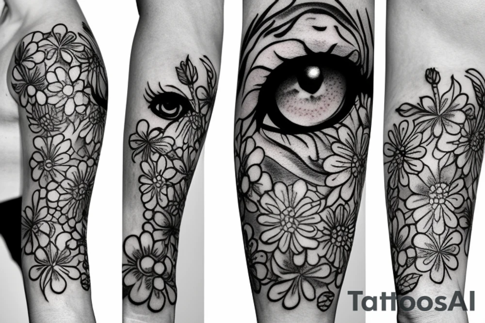A eye with flowers tattoo idea