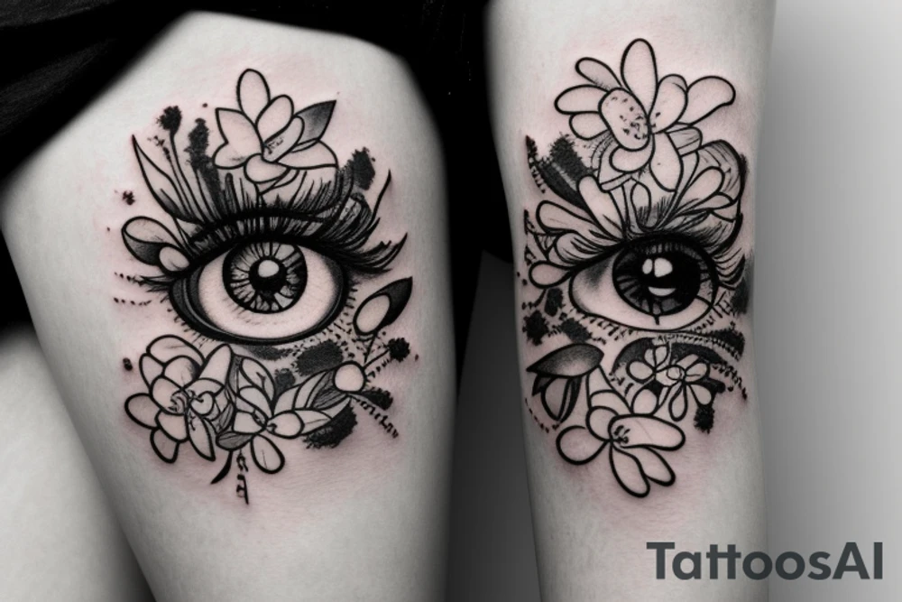 A eye with flowers tattoo idea