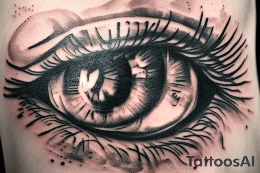 A eye with shine around it tattoo idea