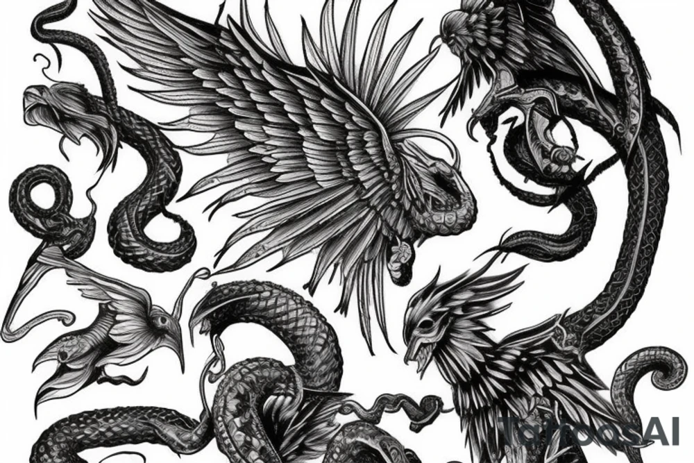 falling angels with serpents below tattoo idea