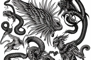 falling angels with serpents below tattoo idea