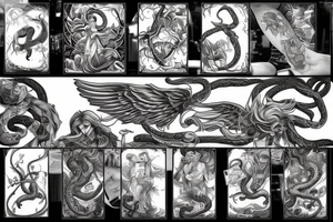 falling angels with serpents below tattoo idea