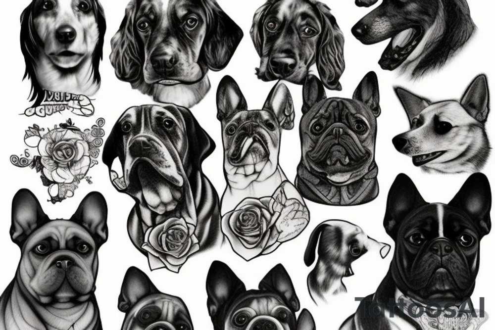 Dog looking at tattoo idea