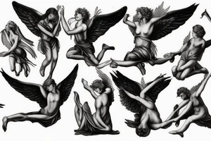 falling angels with serpants tattoo idea