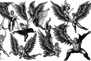 falling angels with serpants tattoo idea