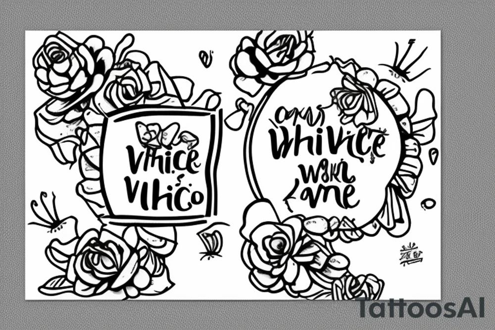 Bichon Frisé white with a banner with the text: Vichie tattoo idea
