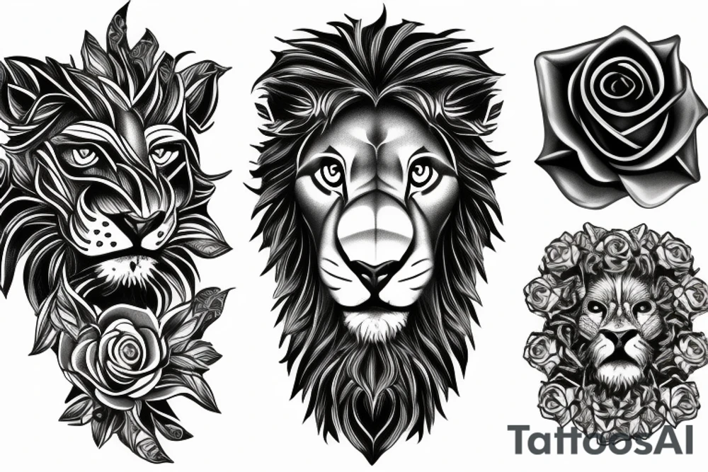 stone lion turning into a real lion With a rose tattoo idea stone lion turning into a real lion With a rose tattoo idea