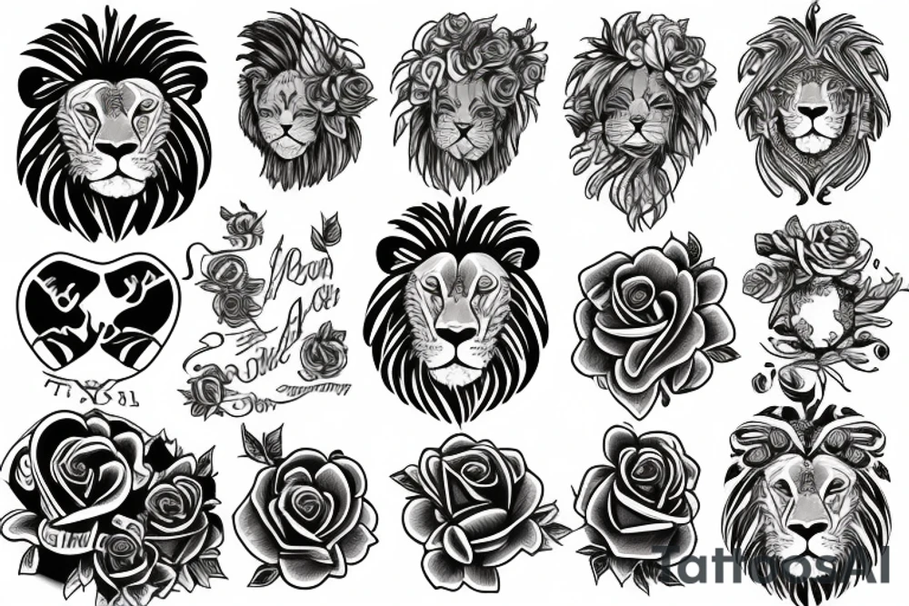lion and a rose tattoo idea