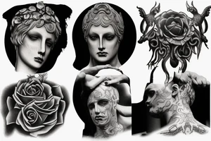David sculpture on gothic style tattoo idea