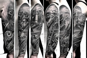 Full sleeve, Marine Corps, Battle, War, Firefighter tattoo idea