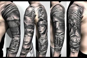 Full sleeve, Marine Corps, Battle, War, Firefighter tattoo idea
