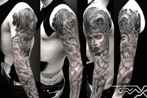 David sculpture on gothic style tattoo idea