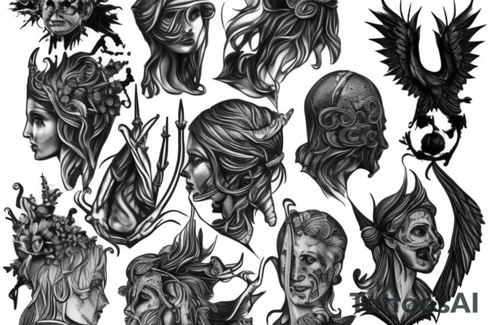 David sculpture on gothic style tattoo idea