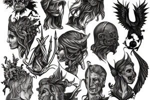 David sculpture on gothic style tattoo idea