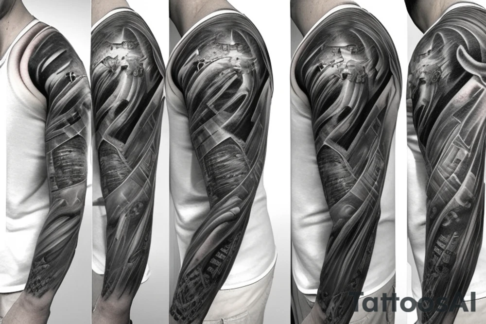 Full sleeve, USMC, Battle, War, Firefighter tattoo idea