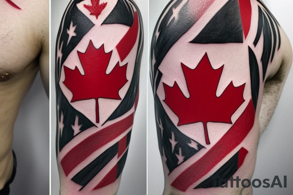 Lebanon flag with the Canadian flag blend together tattoo idea