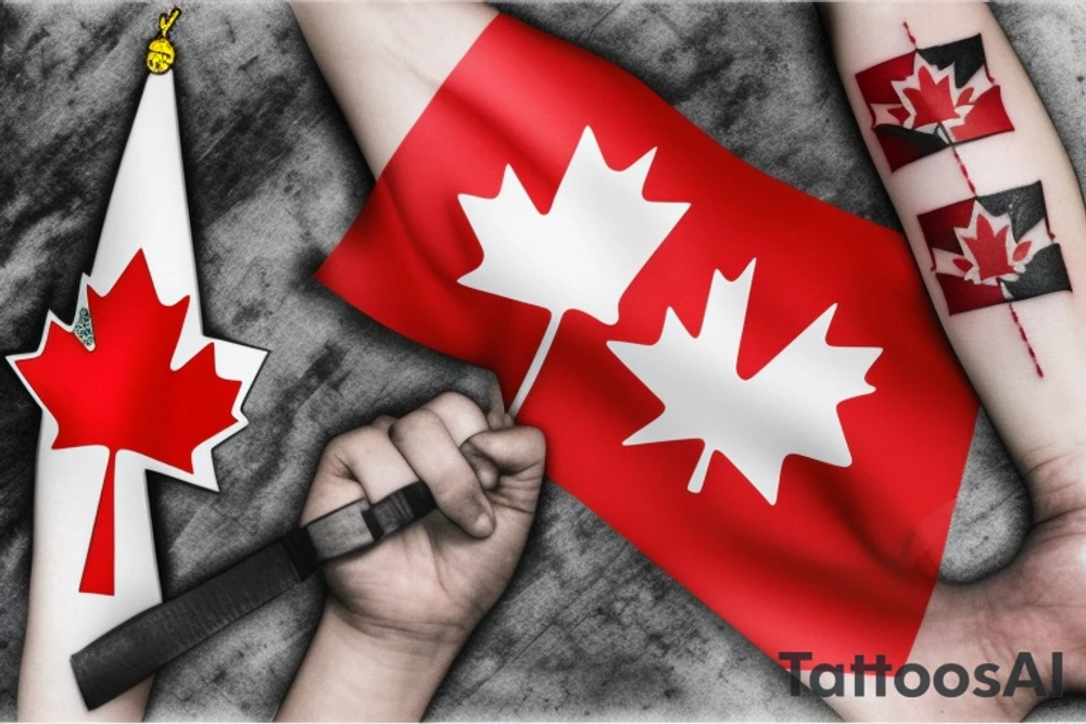 Lebanon flag with the Canadian flag blend together tattoo idea