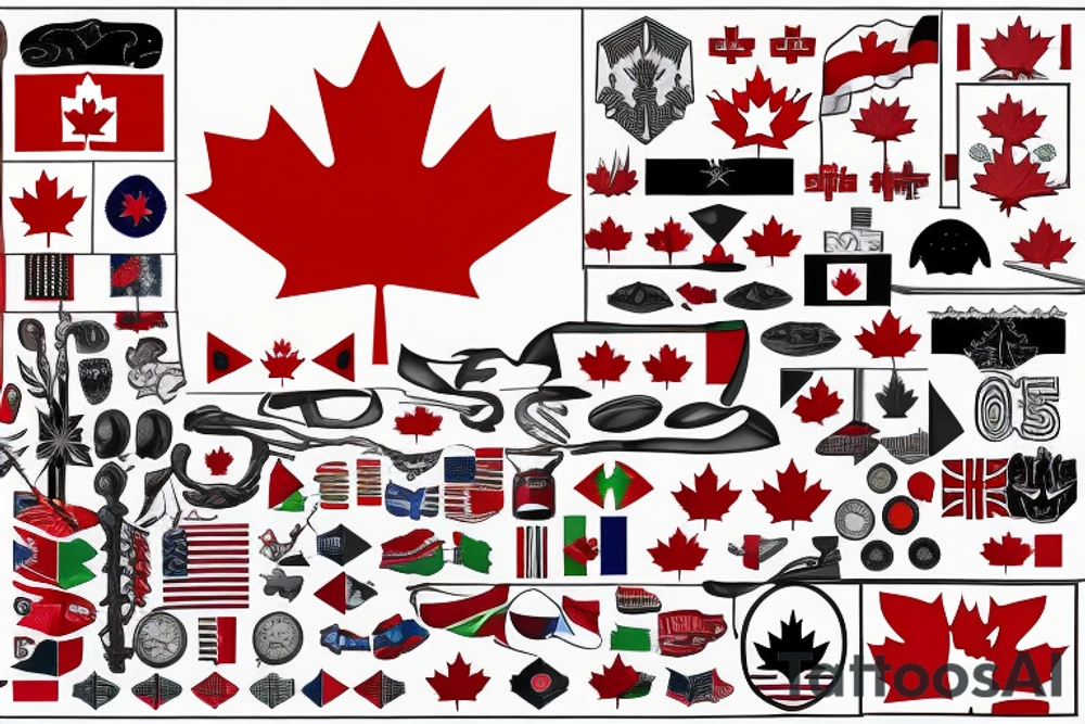 Lebanon flag with the Canadian flag blend together tattoo idea